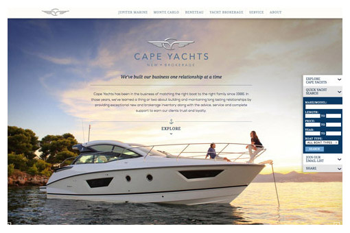 Cape Yachts website