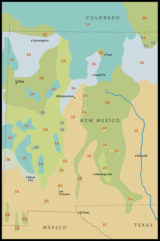 Regional Plant Zone Map - Colorado, New Mexico