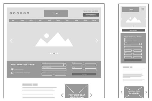 Lake Union Sea Ray homepage wireframe